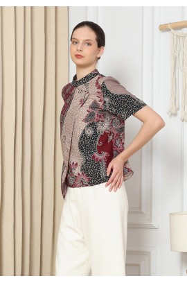 Lyne Halim Blouse Batik Dobby Janggan– Atasan Wanita Formal Modern, BLO-3430